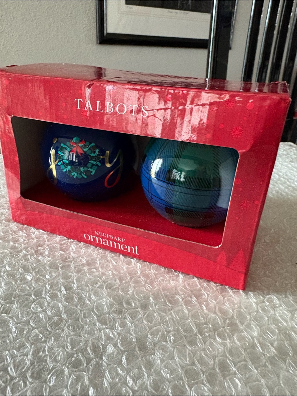 Talbots Blue and Green Keepsake Ornament Set